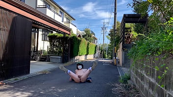 Preview 3 of India Saxsi Video - 女装子まゆちゃんが早朝のだれもいない住宅街で全裸になって道路に横たわりM字開脚から大股開いて露出プレイを楽しんでいる
