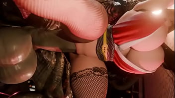 Preview 2 of Nikki Benz Sex Latex - Mai monster threesome