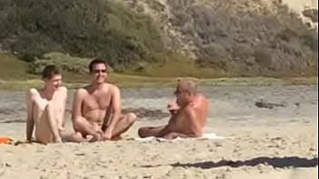 Preview 4 of Girl Bugil Sama Guru Tua - Guys caught jerking at nude beach