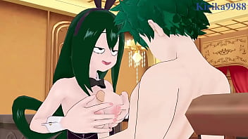 Preview 3 of Mom Boy In Kitchen - Nejire Hado and Tsuyu Asui and Izuku Midoriya Bunny Girl intense sex. - My Hero Academia Hentai