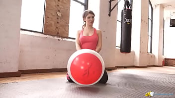 Preview 1 of Tubeslutcom - Katie Louise  #8220 Busty Workout #8221    Downblouse Jerk