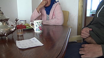 Preview 2 of Barzzers Big Tirs - stepson shows his big dick to algerian stepmom during breakfast