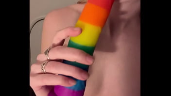 Preview 1 of New Bangla Mom Son Xxxx Dawnlod - Tiny Amateur Rides Giant Dildo Thicker Than Her Arm Deep In Her Little Pussy Then Orgasms And Leaks Cum | The Panty Bank - Used Panties