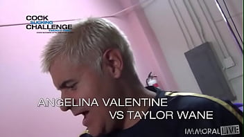 Preview 1 of Lesbian Fuck And Creampie - Angelina Valentine &amp_ Taylor Wayne Gag on Some Cock
