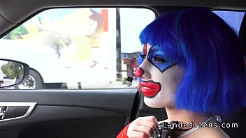Preview 1 of Remote Hair - Petite teen clown fucking outdoor pov