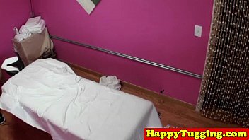 Preview 4 of Cock Wrap - Busty asian tugging masseuse in sneakers