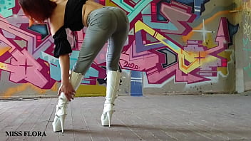 Preview 2 of Xxxnx World - Walking and Teasing in My White Boots