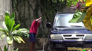 Preview 1 of Blonde Lori - Gay african twinks fucking at outdoor carwash