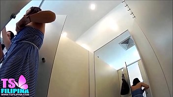 Preview 2 of Asiaticas 18 Aos - TS Filipina Showing Her Tits In The Mall Fitting Room