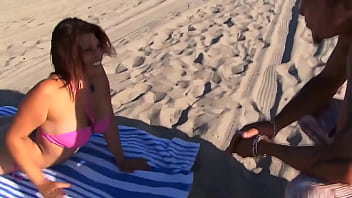 Preview 1 of My Stepsister Hidden - Beauty Sucking DICK on the Beach in MIAMI