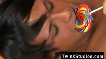Preview 4 of Anna Ohau - Teen gay boy pee in pants The cutie is tonguing and sucking his