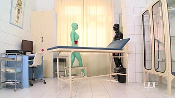Preview 1 of Asian Girl Lee Black Gang - Latex Lucy has a huge Orgasm in clinic fuck session