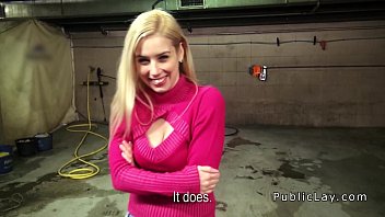 Preview 1 of Mia Khalifa With Two Men Fucking - Big ass blonde amateur babe bangs in public