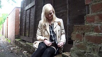 Preview 3 of Groging - Blonde babe Satine Spark masturbates in a park and public nudity of young daring