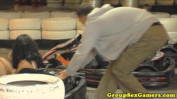 Preview 2 of Amateur Anma - Real gaming babes cocksucking after gokarting