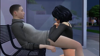 Preview 2 of Action Do Black Cooc - Desconocido se masturba a lado de ella en la parada de autob&uacute_s - Sexo con extra&ntilde_o en publico