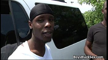 Preview 1 of Wife Cheating While On The Phone - Black Muscular Dudes Fuck White Gay Boys 23