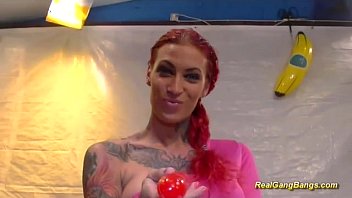 Preview 1 of Xxxxsec New Hd2019 - busty tattooed german in wild gangbang