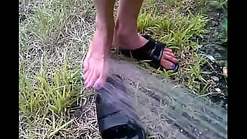 Preview 1 of No Rent Car - Wife cools off her hot feet