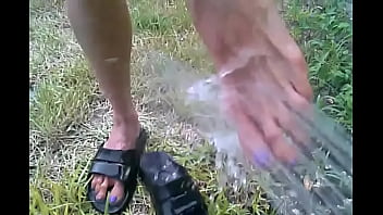 Preview 4 of No Rent Car - Wife cools off her hot feet