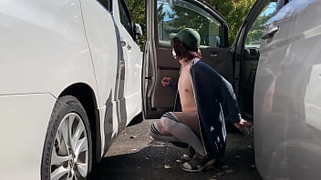 Preview 3 of Wwwwww Xxxxxx Come 3 - デニムミニでニーハイの女装子まゆちゃんがどこかの駐車場でパンツを脱いでいたけどそれだけではがまんできずとうとう全裸になって露出しながらペニクリをしごいてしまう