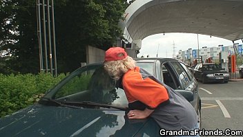 Preview 1 of Flick Shagwell Anal Bubble Butts - Blonde granny double penetration in the fields
