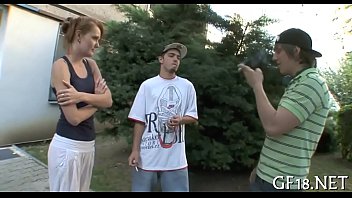 Preview 3 of Ball Bustyng - Sweet-looking teen gal takes hard dong