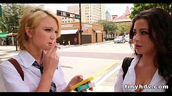 Preview 1 of Shemale Women Pissy - Tiny petite teens 3way Adriana Lynn and Dakota Skye 8 91