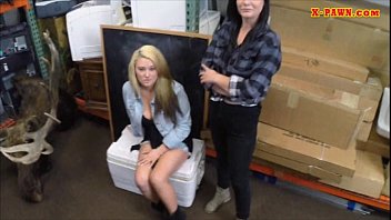 Preview 1 of Ellen Wroe - Lesbian couple threesome at the pawnshop to earn money