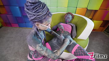Preview 4 of Big Nipul Videos - Dominatrix teases and pushes heavily tattooed SISSY to anal orgasm with doxy,  anal fuckmachine and cockbondage
