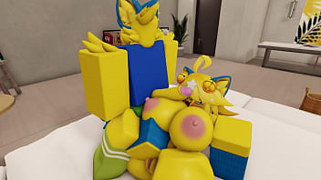 Preview 1 of Women Discharge With Fingering - Furry Noob Couple Fucking In a Modern Robloxian House