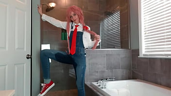 Preview 2 of Brazzers Mommey - Yuno Gasai Wetting Denim Overalls &amp_ Panties Sage Eldritch