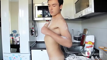 Preview 3 of Hota 19 - Erect Penis In Flour In The Kitchen - best way for hot masturbation!