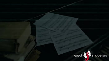 Preview 4 of Latinacat Busty - Hot young man with erect dick and nice butt strips naked playing the piano
