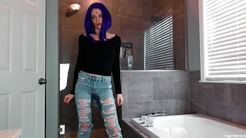 Preview 2 of Ugly Lesbian Granny Young Girl - Raven Wetting Blue Jeans &amp_ Panties Sage Eldritch