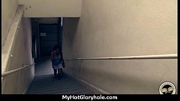 Preview 1 of Sunny Leone Washroom - Gloryhole Secrets Ebony sucking off strangers POV 8