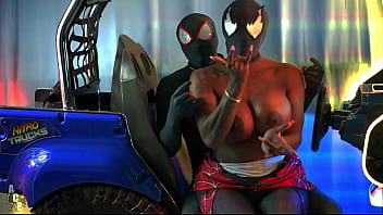 Preview 4 of Www Xuxxxx Com - Spiderman &quot_Across The Pussy Universe&quot_ Starring Ebony Mystique &amp_ Gibby The Clown