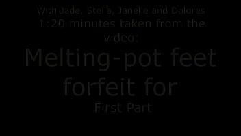 Preview 1 of Champange Jeans - UI007- 3 Girls Trampling 1 Slave Man- Foot Whorship Fetish