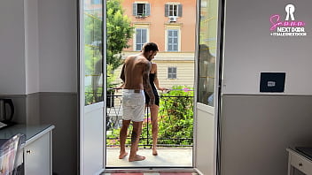 Preview 1 of E Teen - Fucking in Italy with the doors open for the neighbors to listen