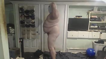 Preview 3 of Asss Shower - FatAssSmallDick does some jumping jacks front back side to side