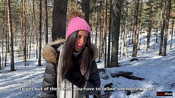 Preview 1 of Mom And Syb - Girl got lost in the forest and met a forester,  thanking him with sex - Creampie