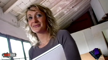 Preview 2 of Tight Celeb Pussy - Skinny french blonde MILF fucked in the ass for money in the wharehouse