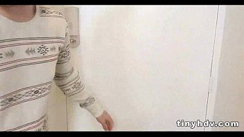 Preview 1 of Strapon Guy Piss - Really small teen pussy Alex Little 1 91