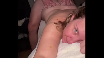 Preview 4 of Massag And Fuck - Avril showers prone bone fuck &amp_ hairy pussy creampie