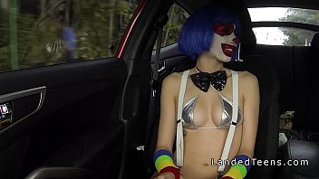 Preview 1 of Melayu Semat Link Potn Videos - Clown teen sucking huge cock in the car