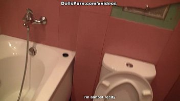 Preview 1 of Twi Girls One Man - Tattooed porn doll enjoys bathroom fucking scene 1