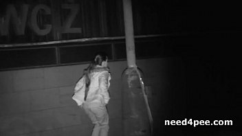 Preview 2 of Rial Tits - Skinny teen pissing behind a wall outdoor