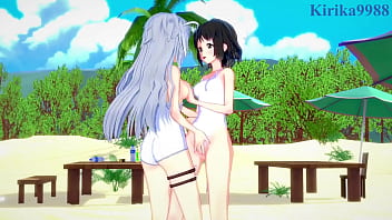 Preview 1 of Iranixxx Video - Miku Kohinata and Laura Bodewig lesbian play. - Symphogear &amp_ Infinite Stratos Hentai