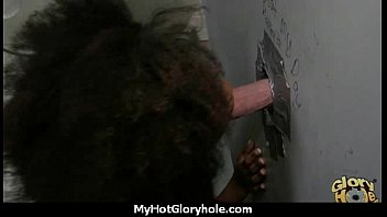 Preview 4 of Kitchen White - Ebony teen cleaning all the cocks at gloryhole 19