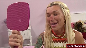 Preview 1 of Fucks 18 - Hot blonde tranny Aubrey Kate asshole fucked on the bed